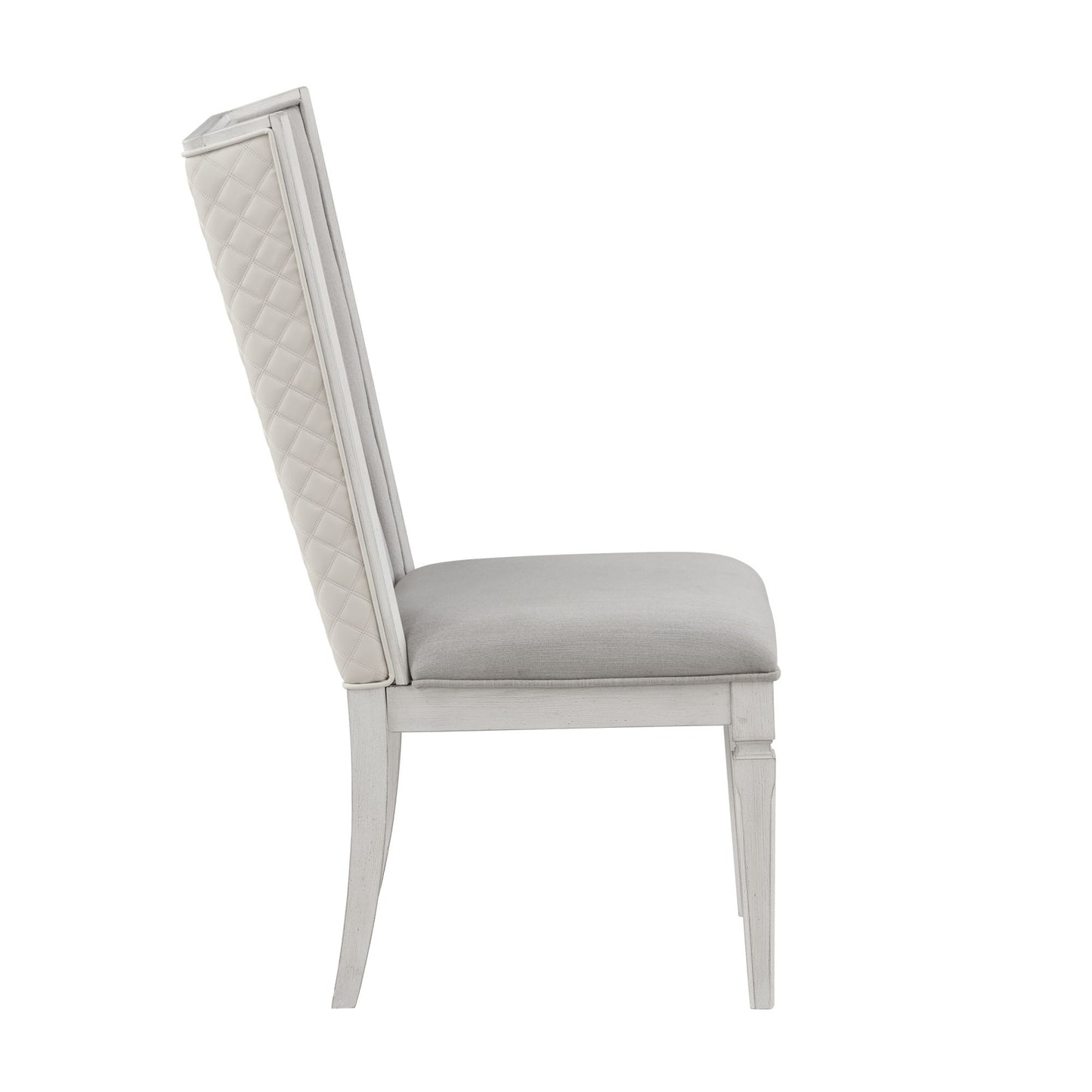 ACME Katia Side Chair (Set-2), Light Gray Linen & Weathered White Finish DN02274