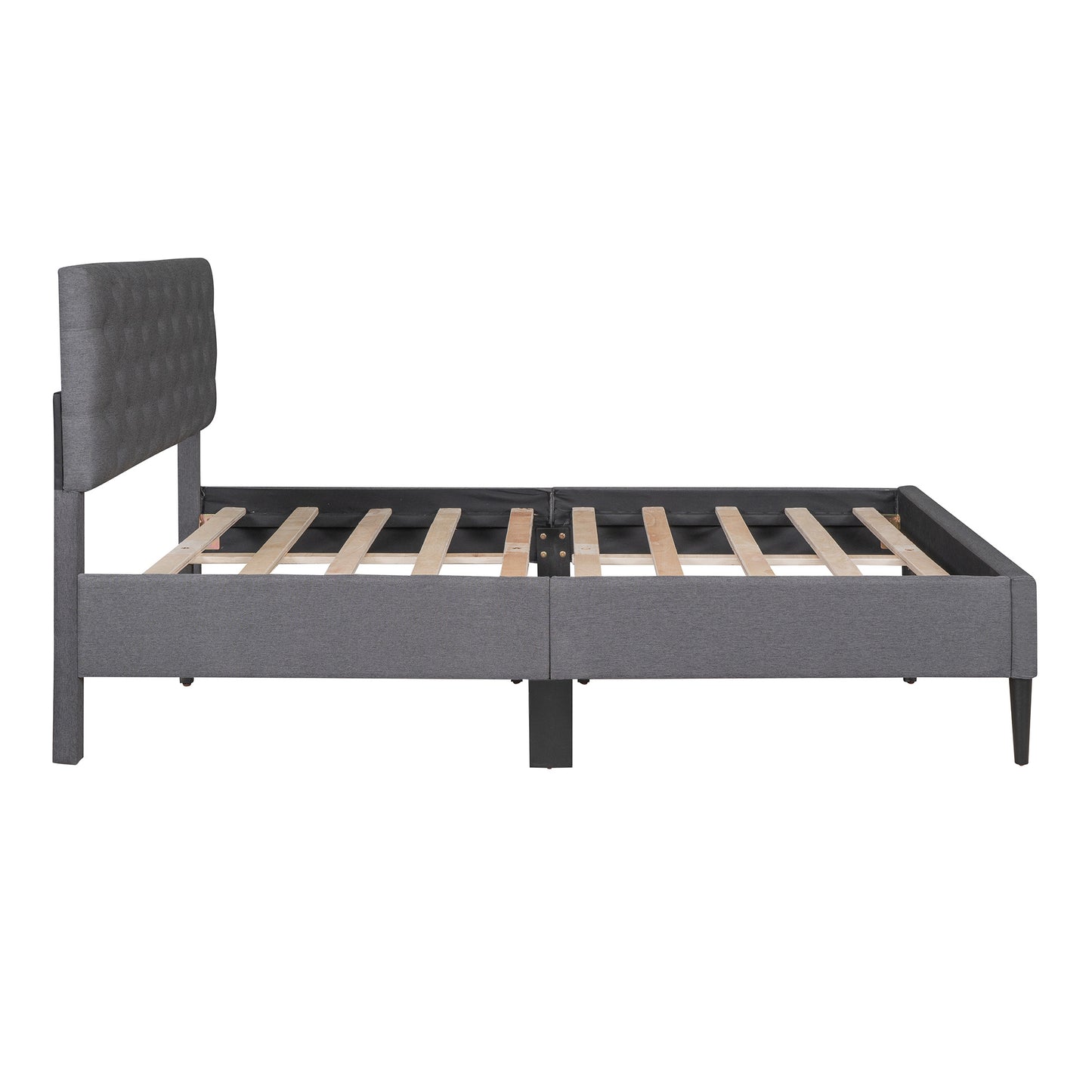 Upholstered Linen Platform Bed, Full Size