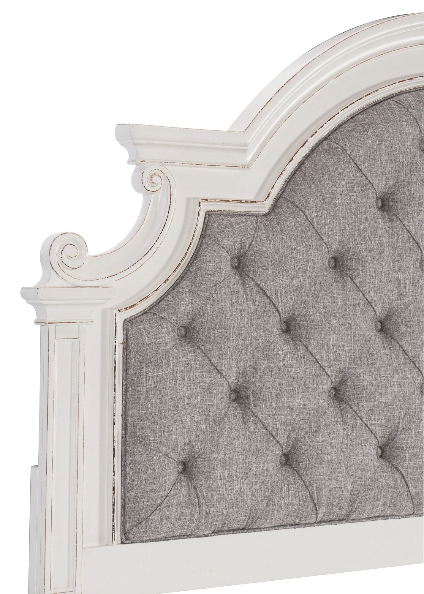 Antique White Finish 1pc Eastern King Size Bed Button-Tufted Upholstered Headboard Traditional Design Bedroom Furniture