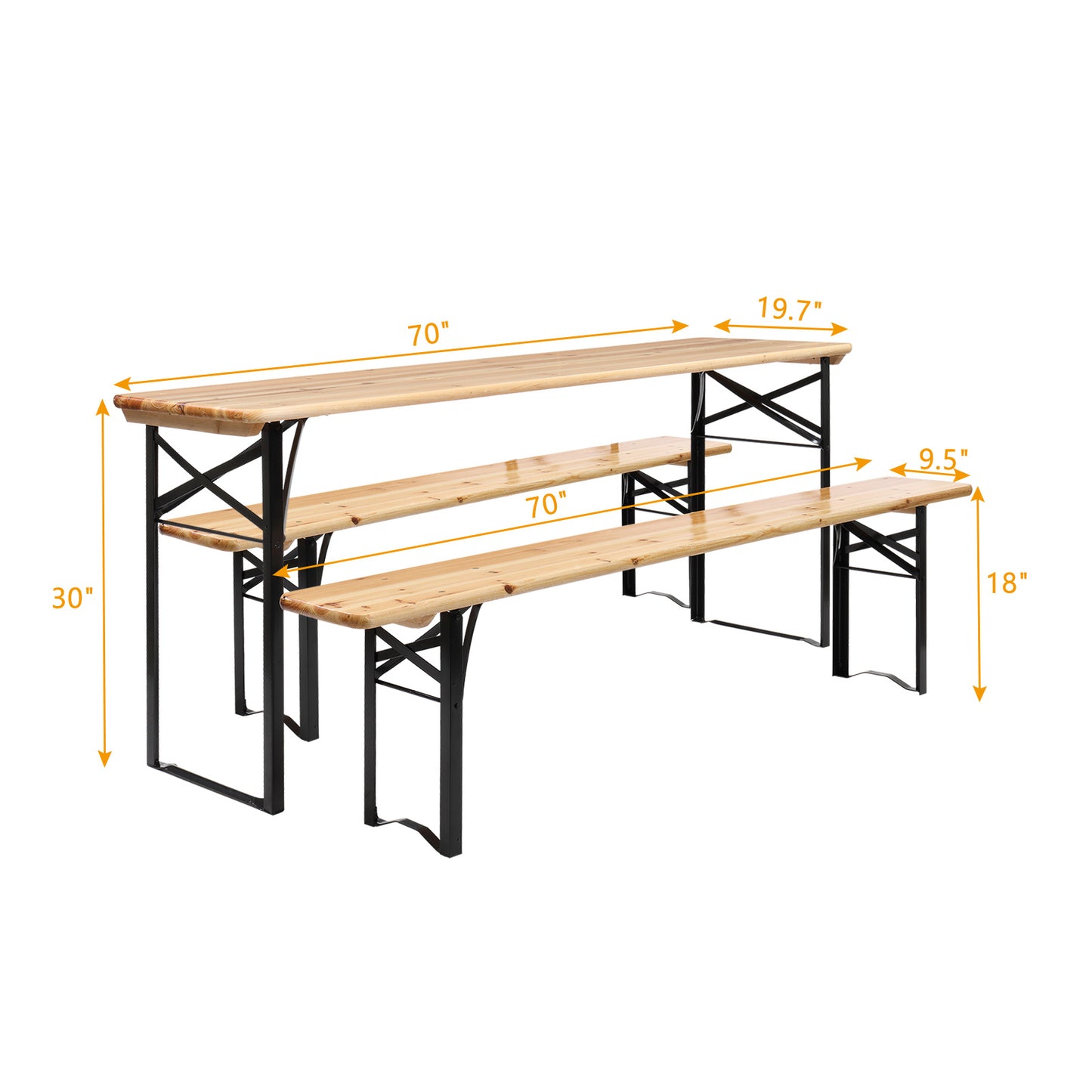 3PCS Outdoor Folding Picnic Table Bench Set