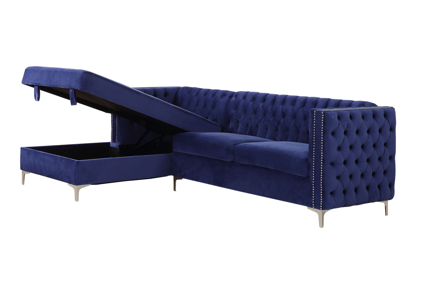 Sullivan Sectional Sofa; Navy Blue Velvet