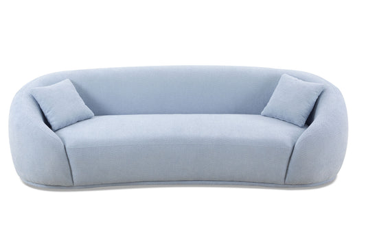 3 seater sofa Modern combination Half Moon casual teddy wool sofa, blue sky