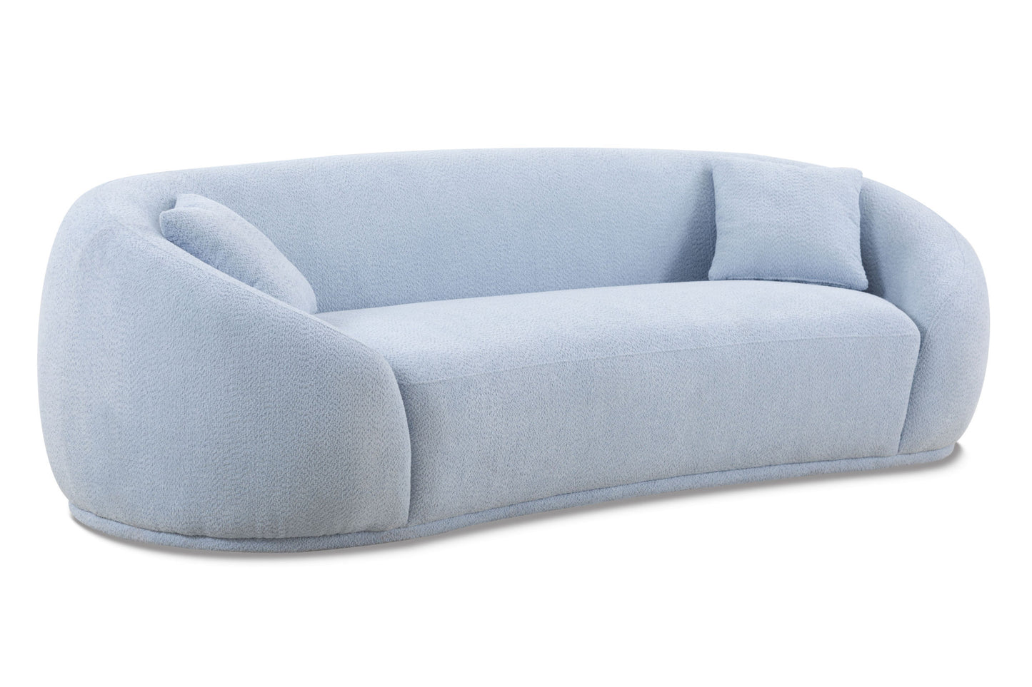 3 seater sofa Modern combination Half Moon casual teddy wool sofa, blue sky