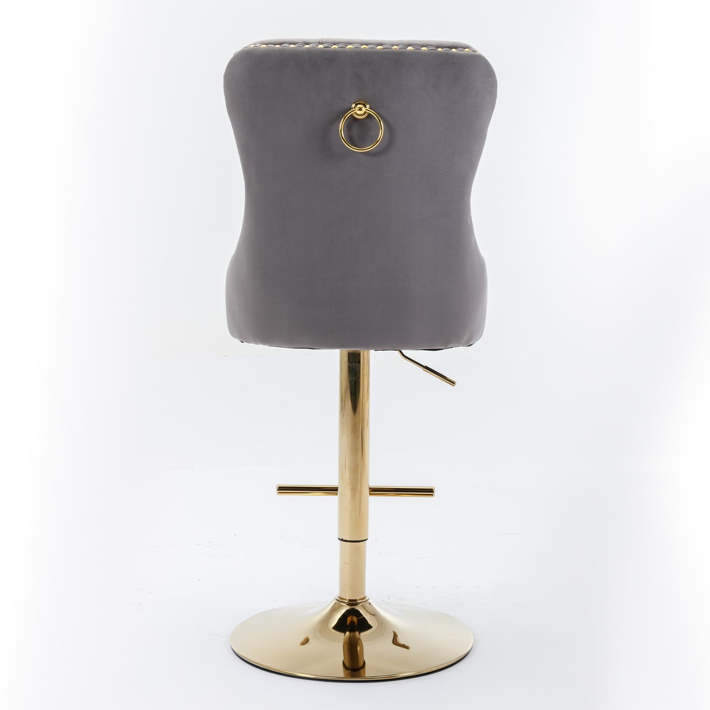 Gray and Gold Velvet Barstools  (Gray, Set of 2)