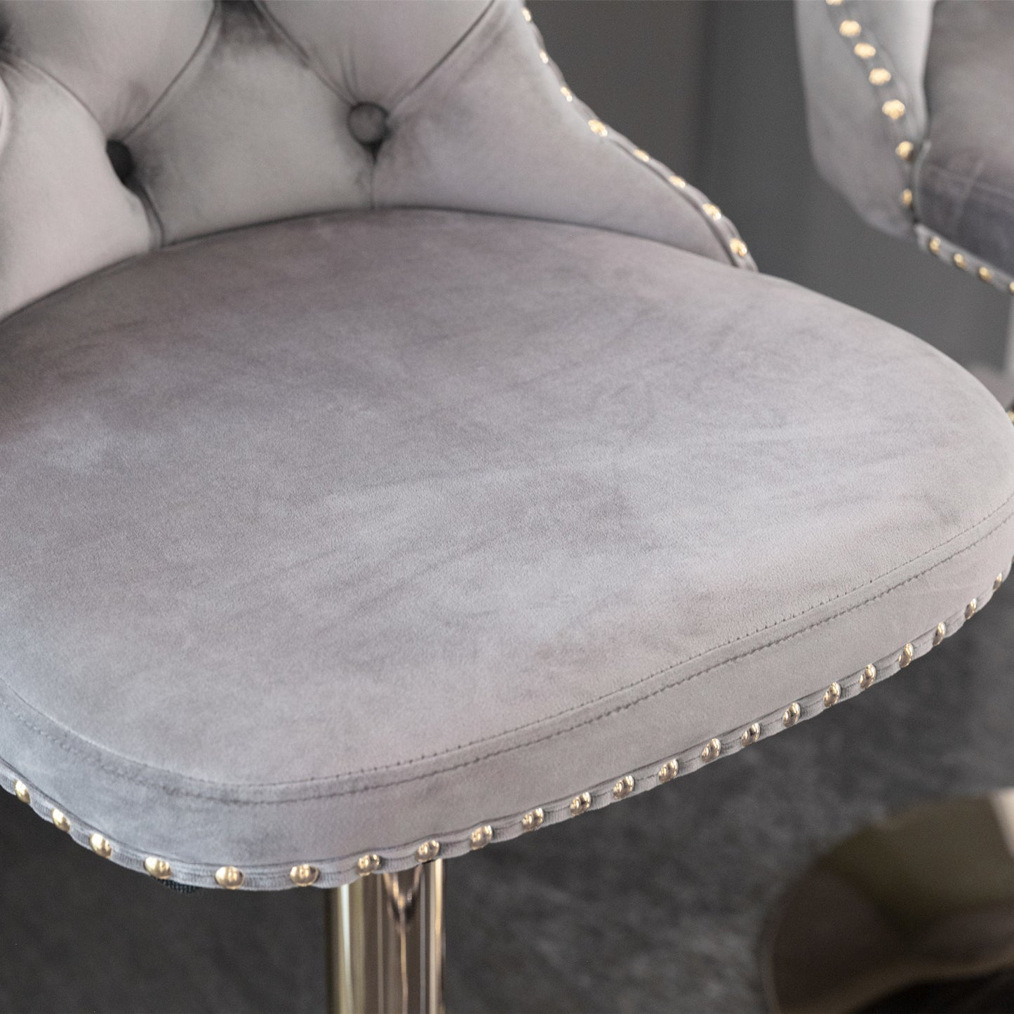 Modern Velvet Gold Studded Barstools