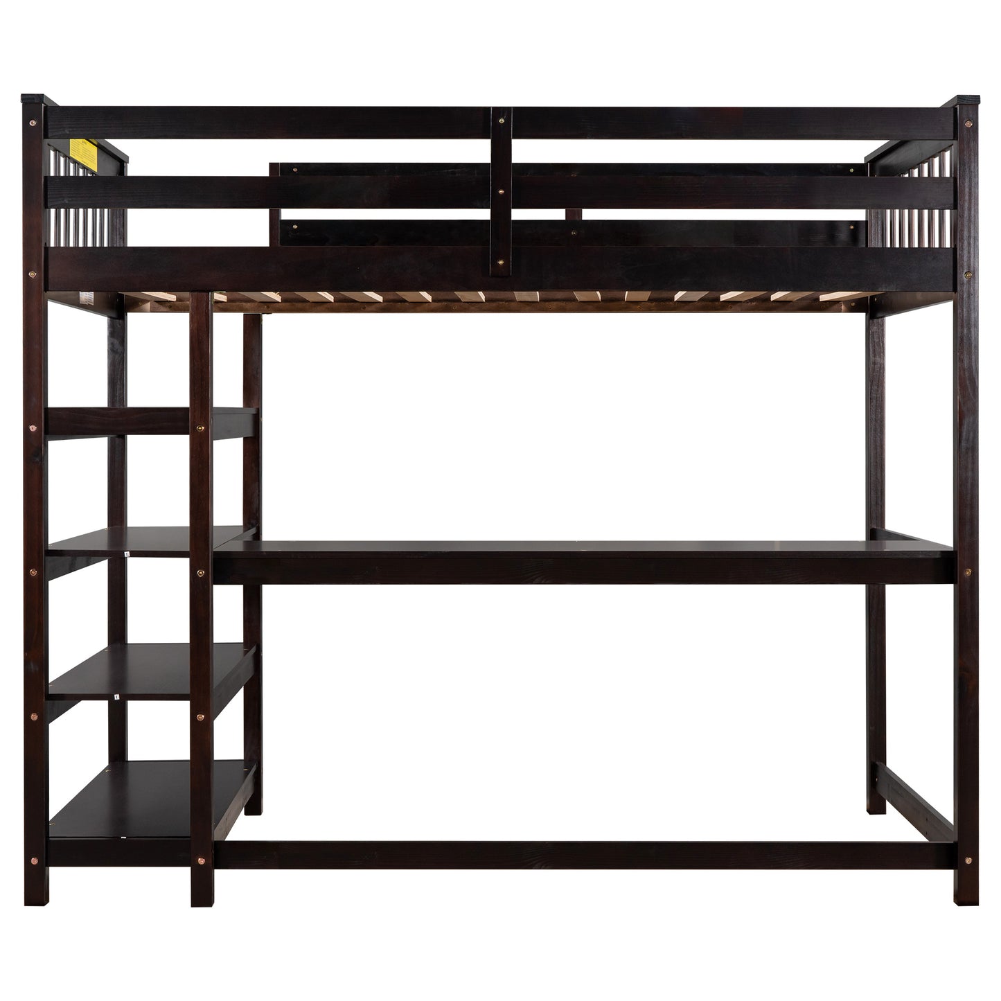 Twin Size Loft Bed with Storage Shelves and Under-bed Desk