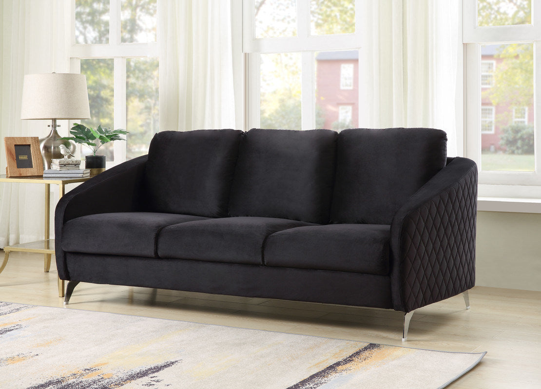 Sofia Black Velvet Modern Chic Sofa Couch