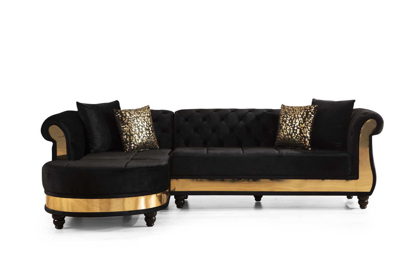 Julia Sectional - Velvet Fabric in Black