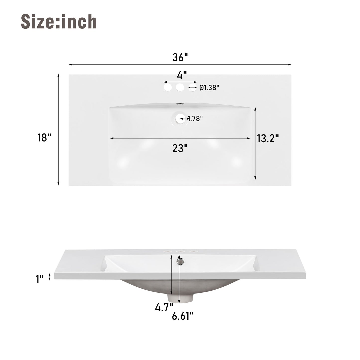 36" Bathroom Vanity Cabinet with Sink Top Combo Set, Grey, Single Sink.