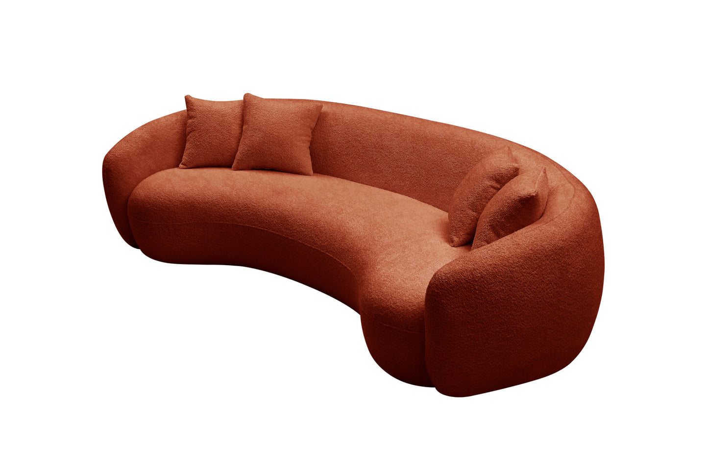 Half Moon Leisure Couch Curved Sofa Teddy Fleece -Orange