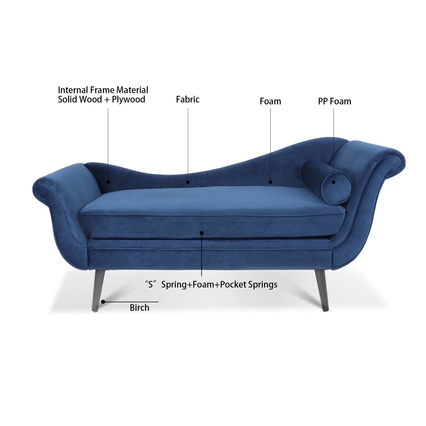 Chaise Lounge with Scroll Arm