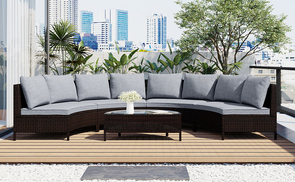 5 Pieces All-Weather Brown Outdoor Patio Set