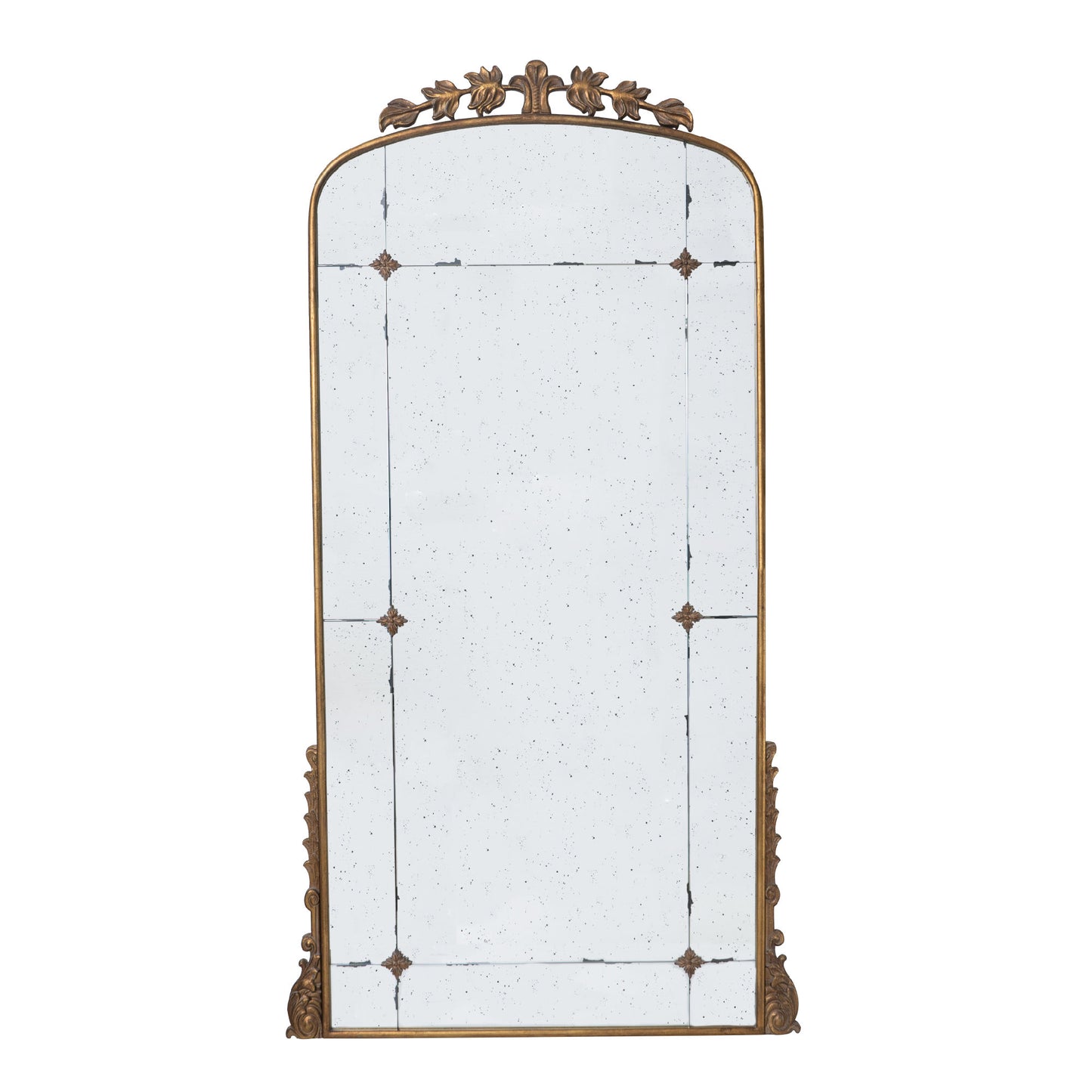 76" x 40" Lavish Full Length Mirror, Antique Gold Metal Floor Mirror