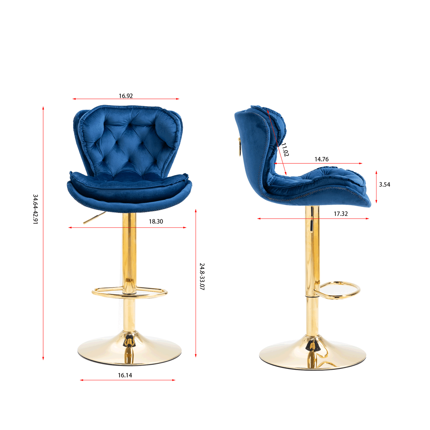 Set of 2 Bar Stools; blue