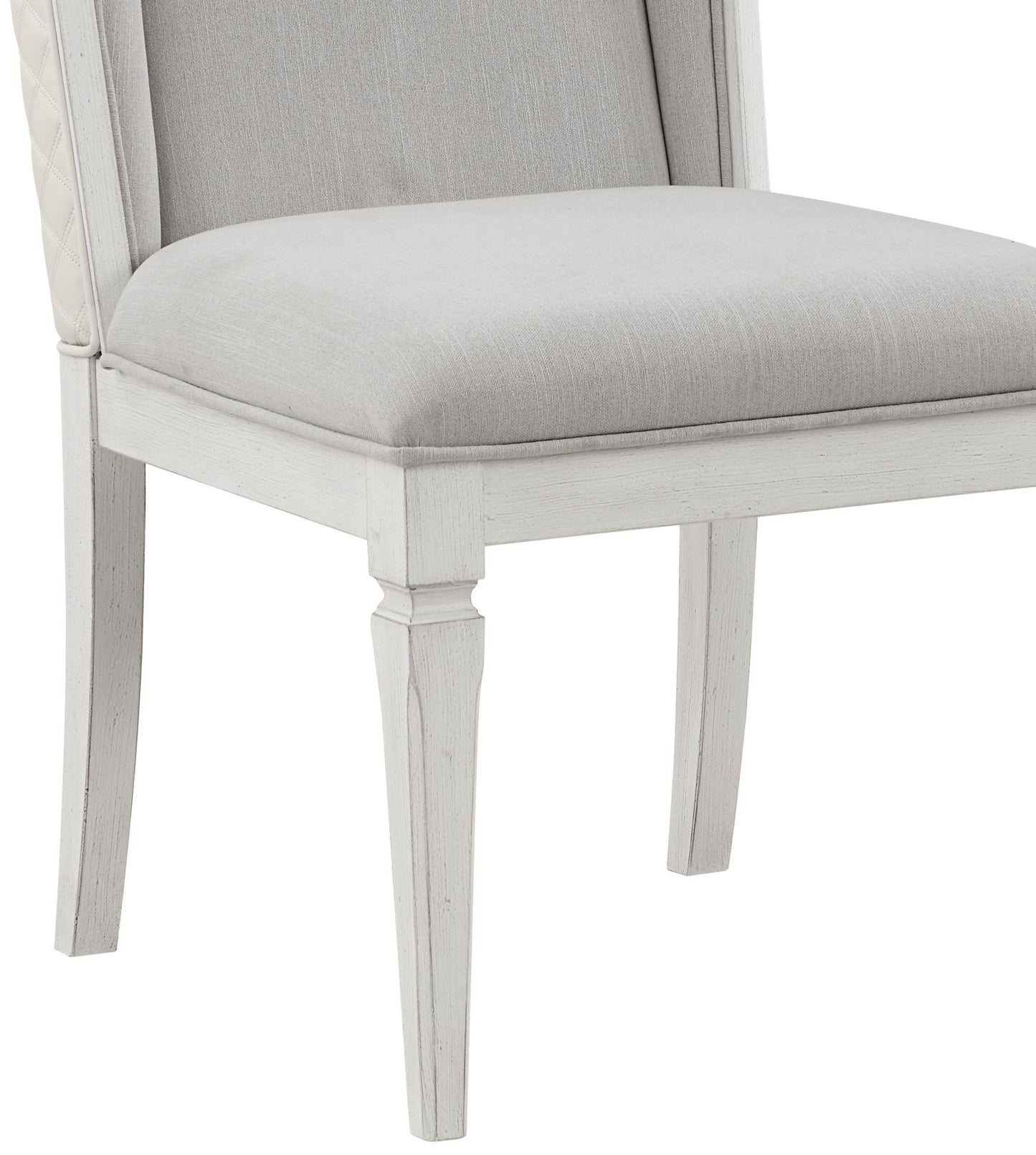 ACME Katia Side Chair (Set-2), Light Gray Linen & Weathered White Finish DN02274