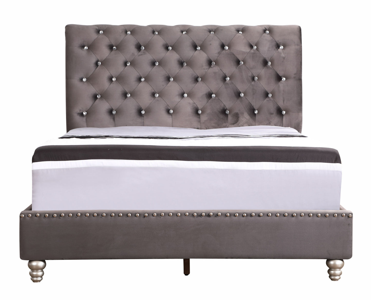 Glory Furniture Maxx G1940-FB-UP Tufted Upholstered Bed , GRAY