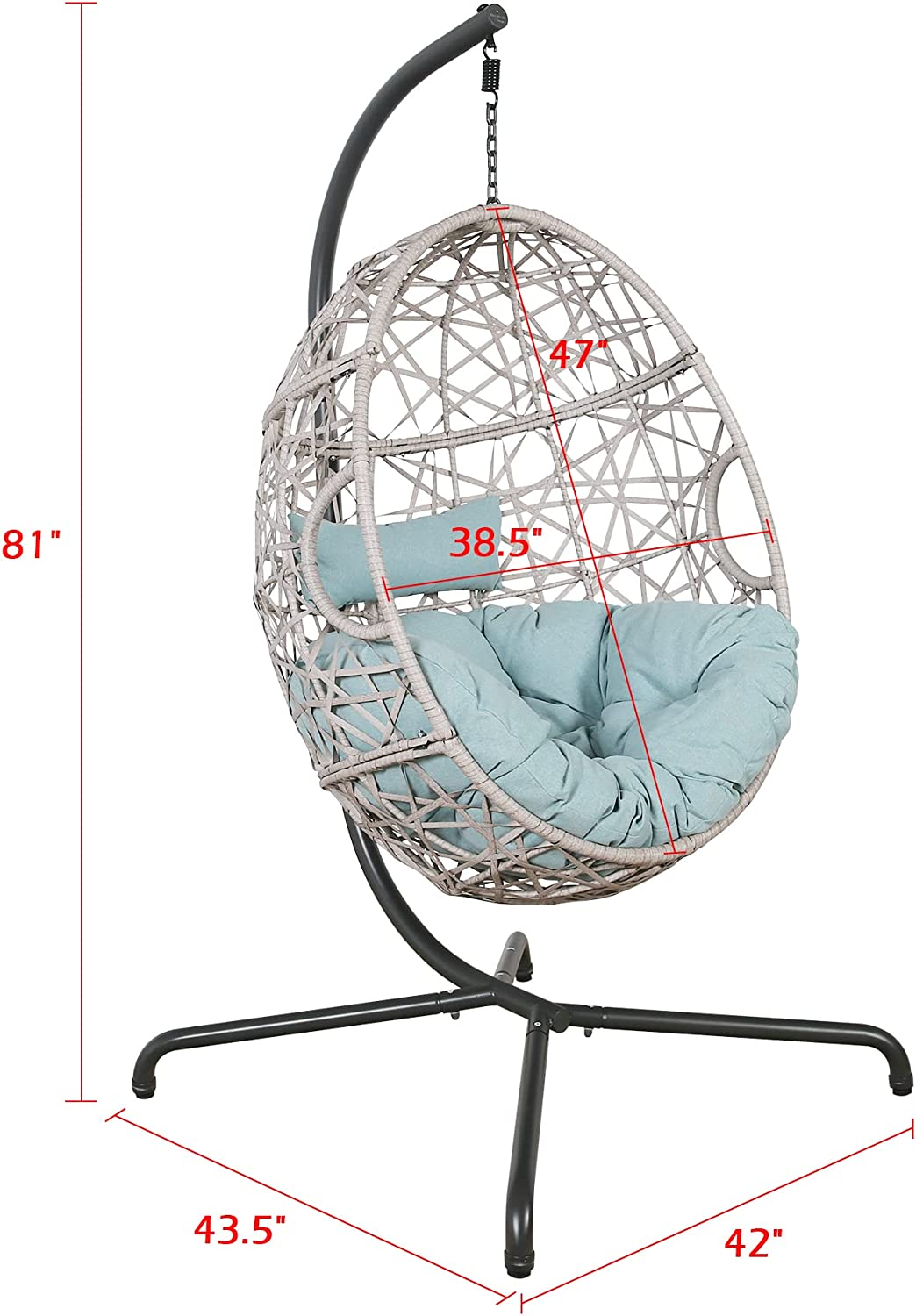 Outdoor Patio Teardrop Wicker Swing Egg Chair