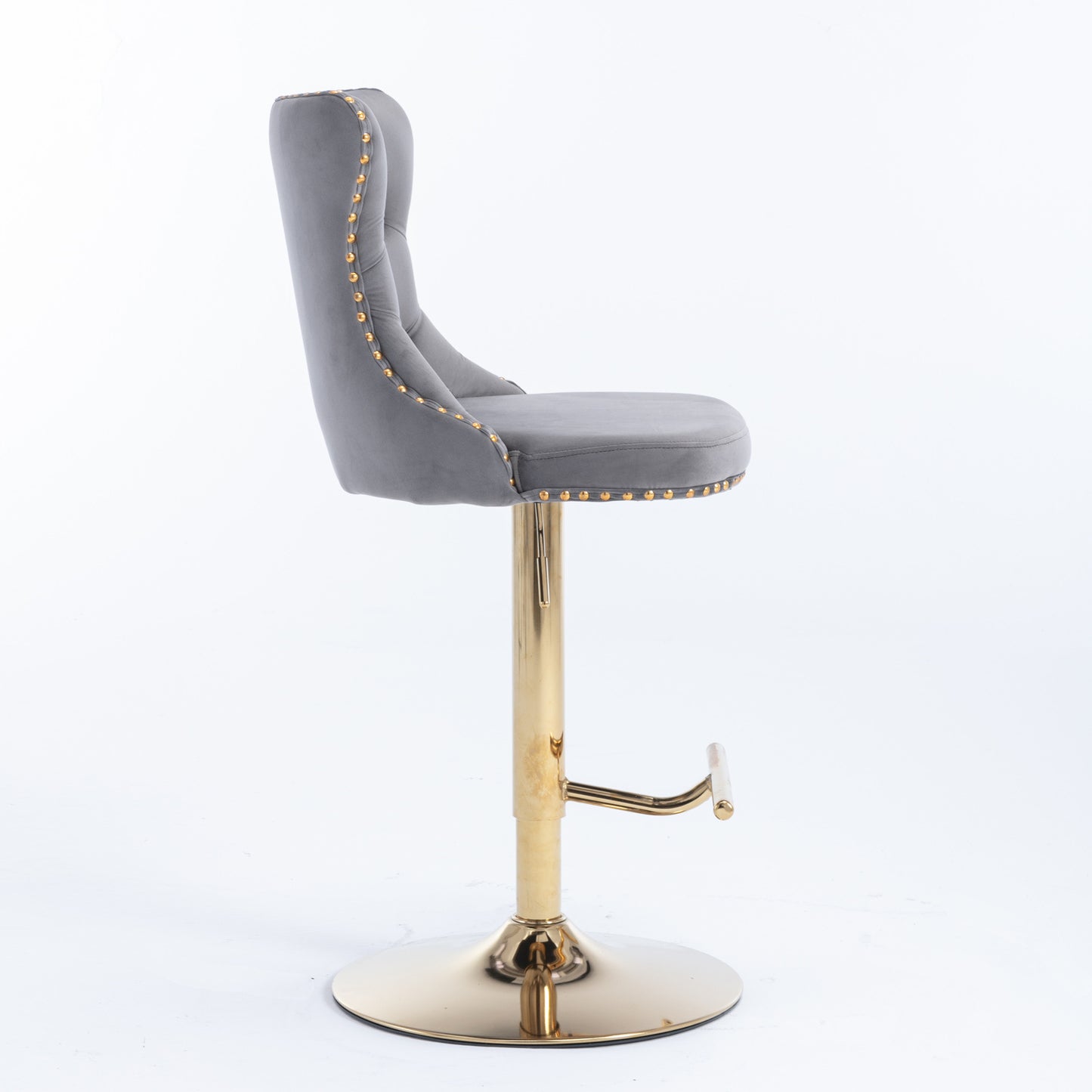 Modern Velvet Gold Studded Barstools