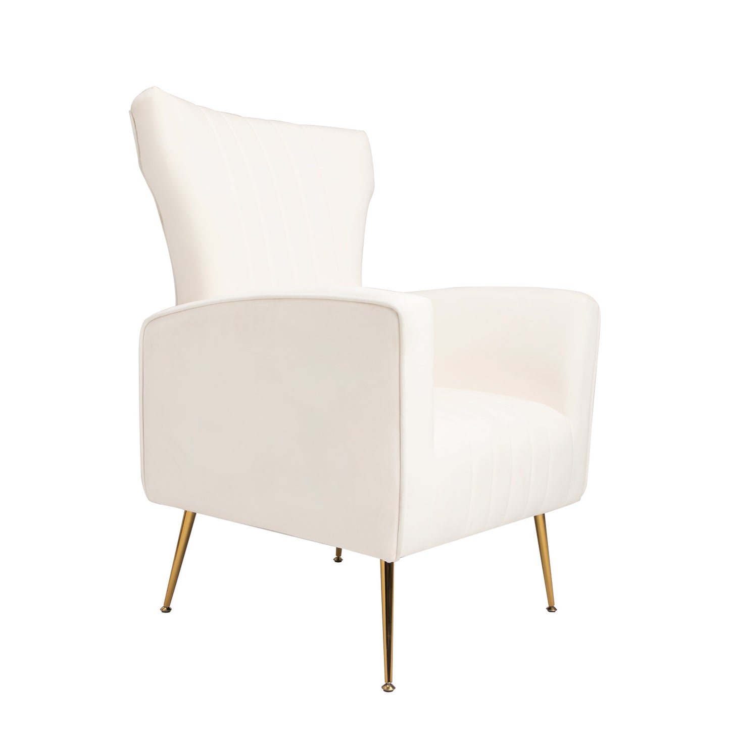 White Velvet Accent Chair; Wingback