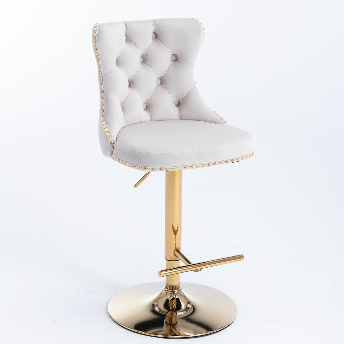 Modern Velvet Gold Studded Barstools