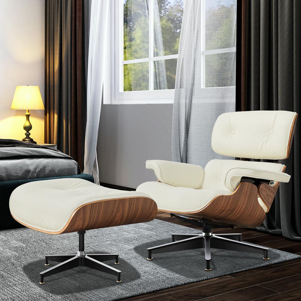 Living Room Lounge Chair Arm Chair Swivel Single Sofa Seat With Ottoman Genuine Leather Standard Version