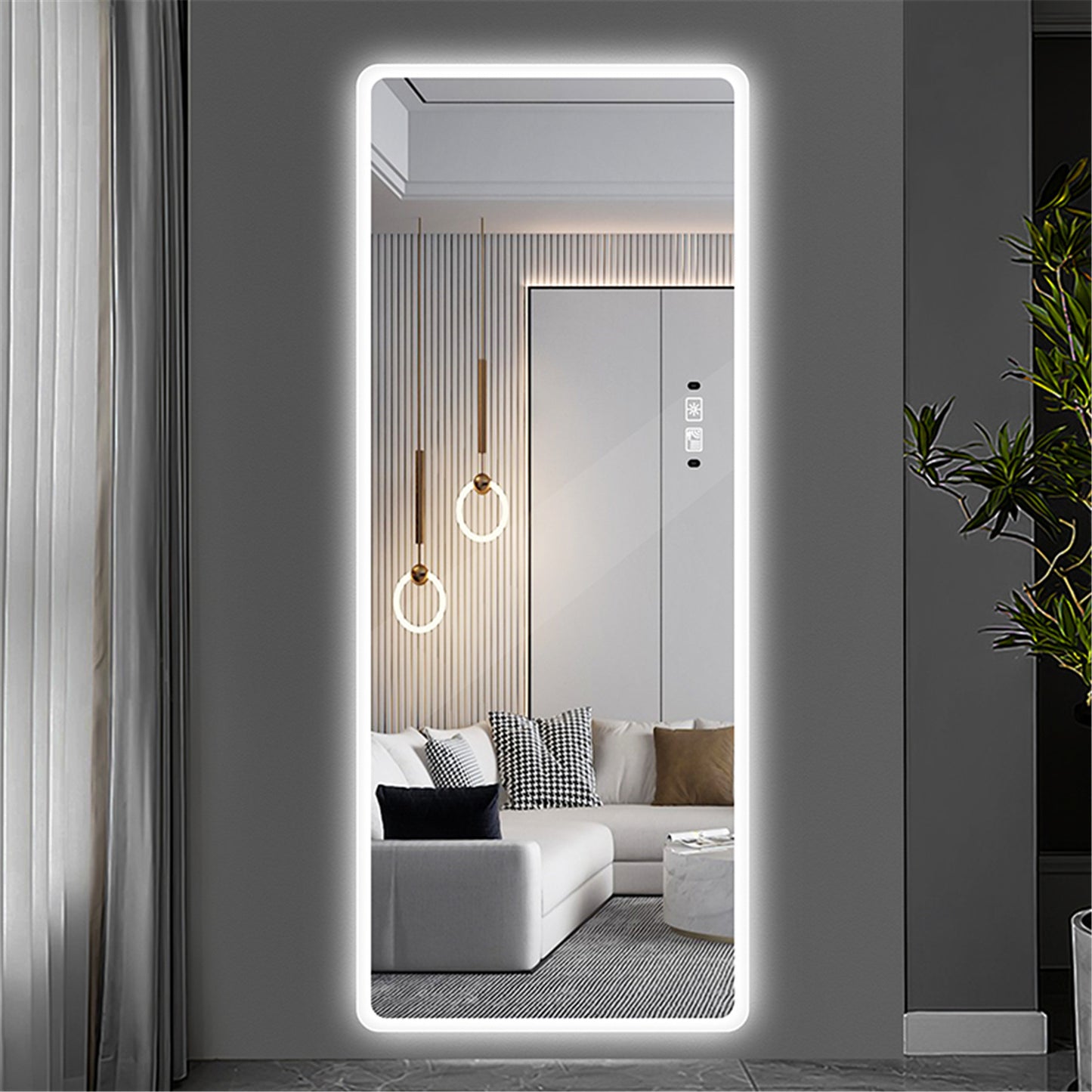 Full Length Mirror Lighted Vanity Body Mirror LED Mirror Wall-Mounted Mirror- intelligent Mirror