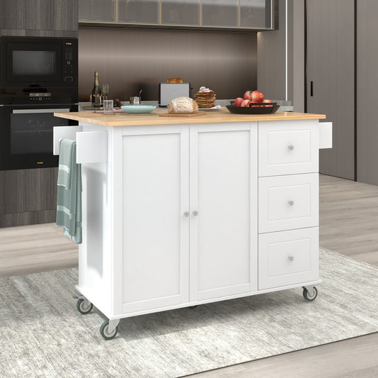 Rolling Mobile Kitchen Island (White)