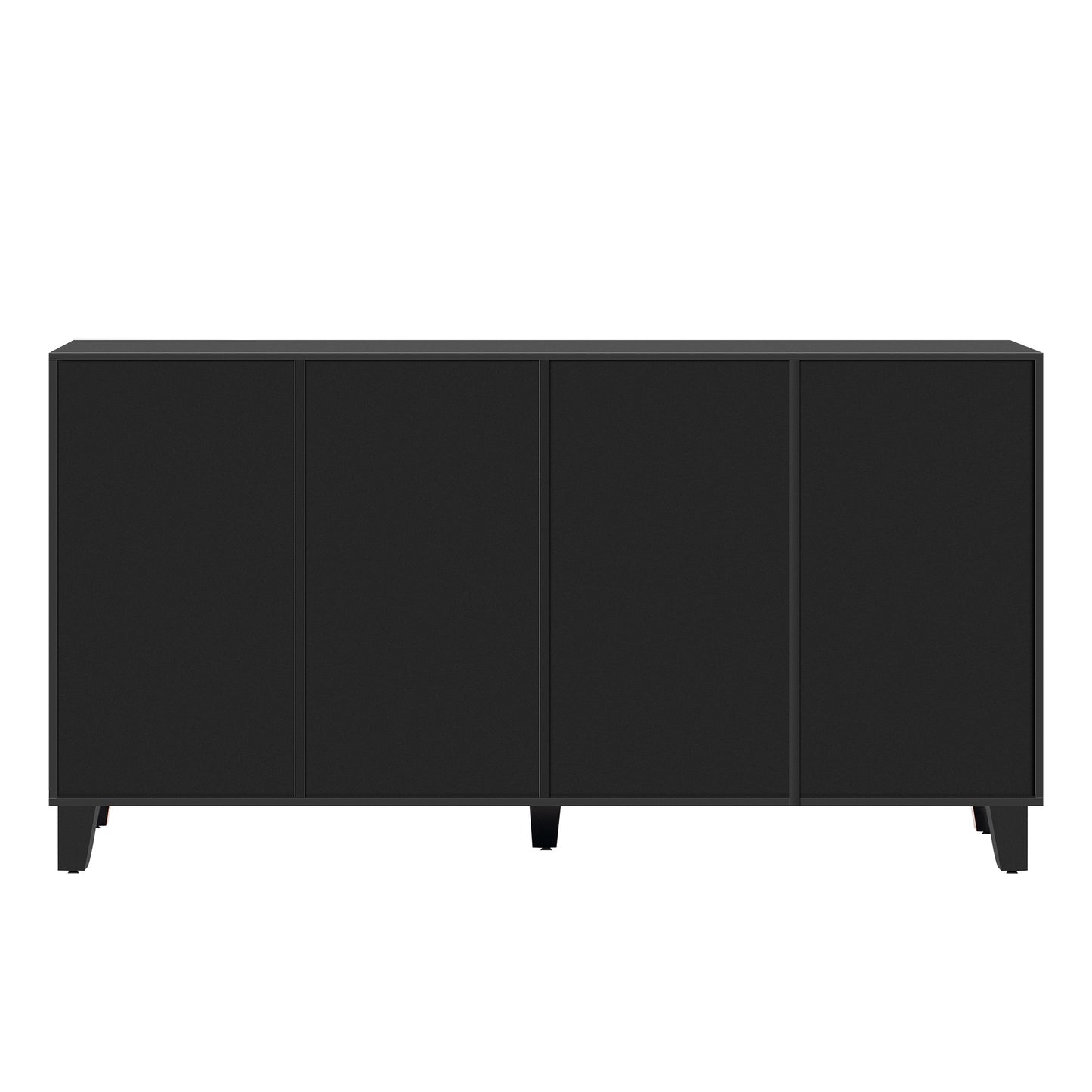 ON-TREND Buffet Cabinet with Adjustable Shelves, 4-Door Mirror Hollow-Carved TV stand for TVs Up to 70'', Multi-functional Console Table with Storage Credenza Accent Cabinet for Living Room, Black