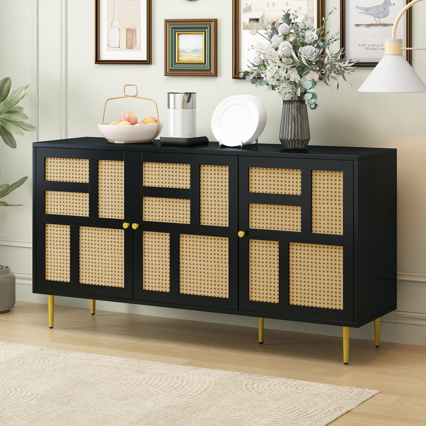 The rattan side cabinet/Modern Entertainment Center- Console Table