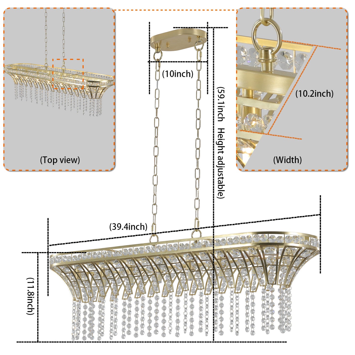 Modern Champagne Gold Light - Oval Crystal ceiling chandelier