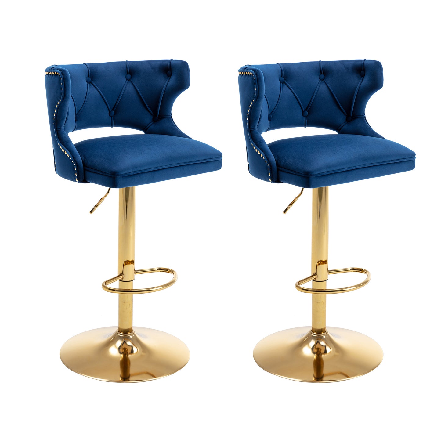 Blue and Gold Bar Stools; 2PCS/SET