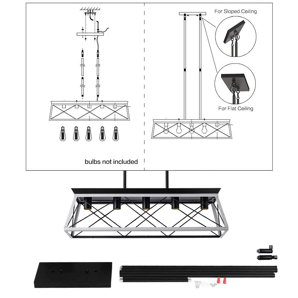 5-Light Farmhouse Chandeliers For Dining Room(No Bulbs) White