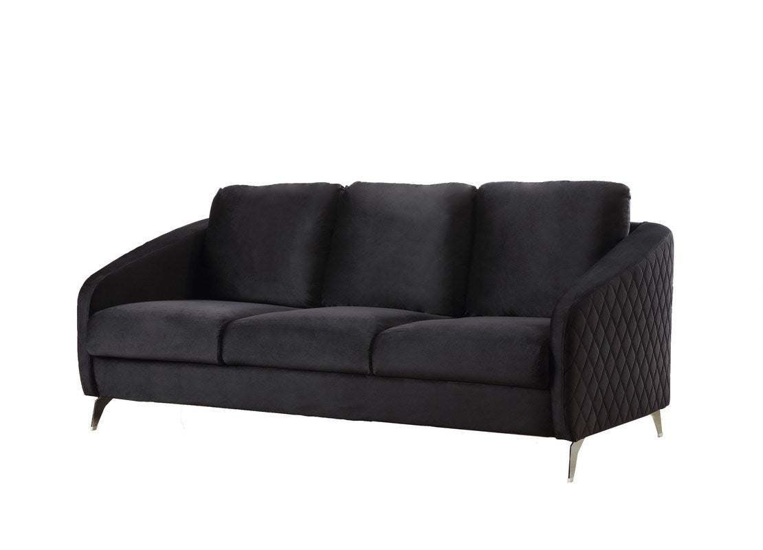 Sofia Black Velvet Modern Chic Sofa Couch