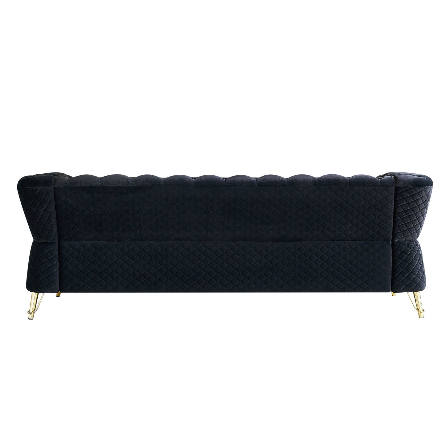 Contemporary 87.4-Inch Velvet Tufted Sofa in Elegant Black