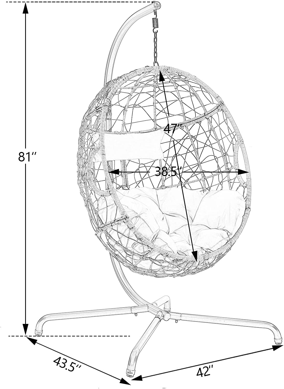 Outdoor Patio Teardrop Wicker Swing Egg Chair