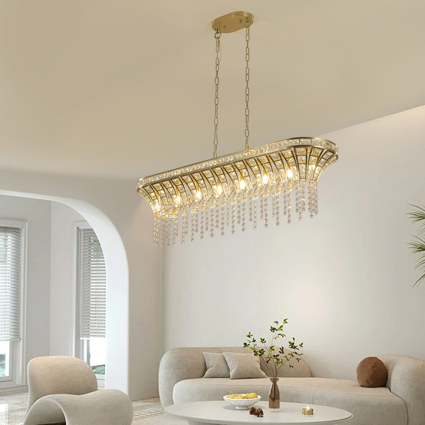 Modern Champagne Gold Light - Oval Crystal ceiling chandelier