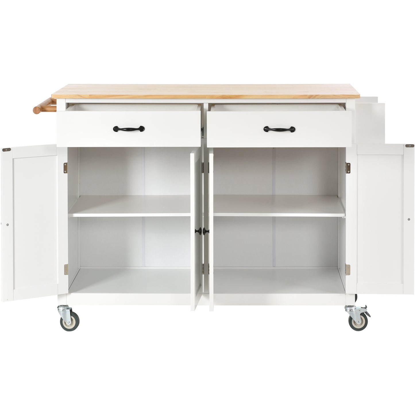 Kitchen Island Cart with Solid Wood Top and Locking Wheels (White)