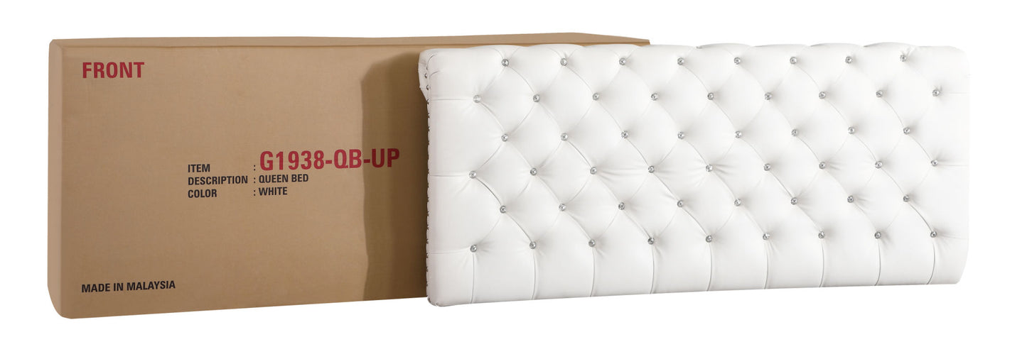 Glory Furniture Maxx G1938-FB-UP Tufted Upholstered Bed , WHITE