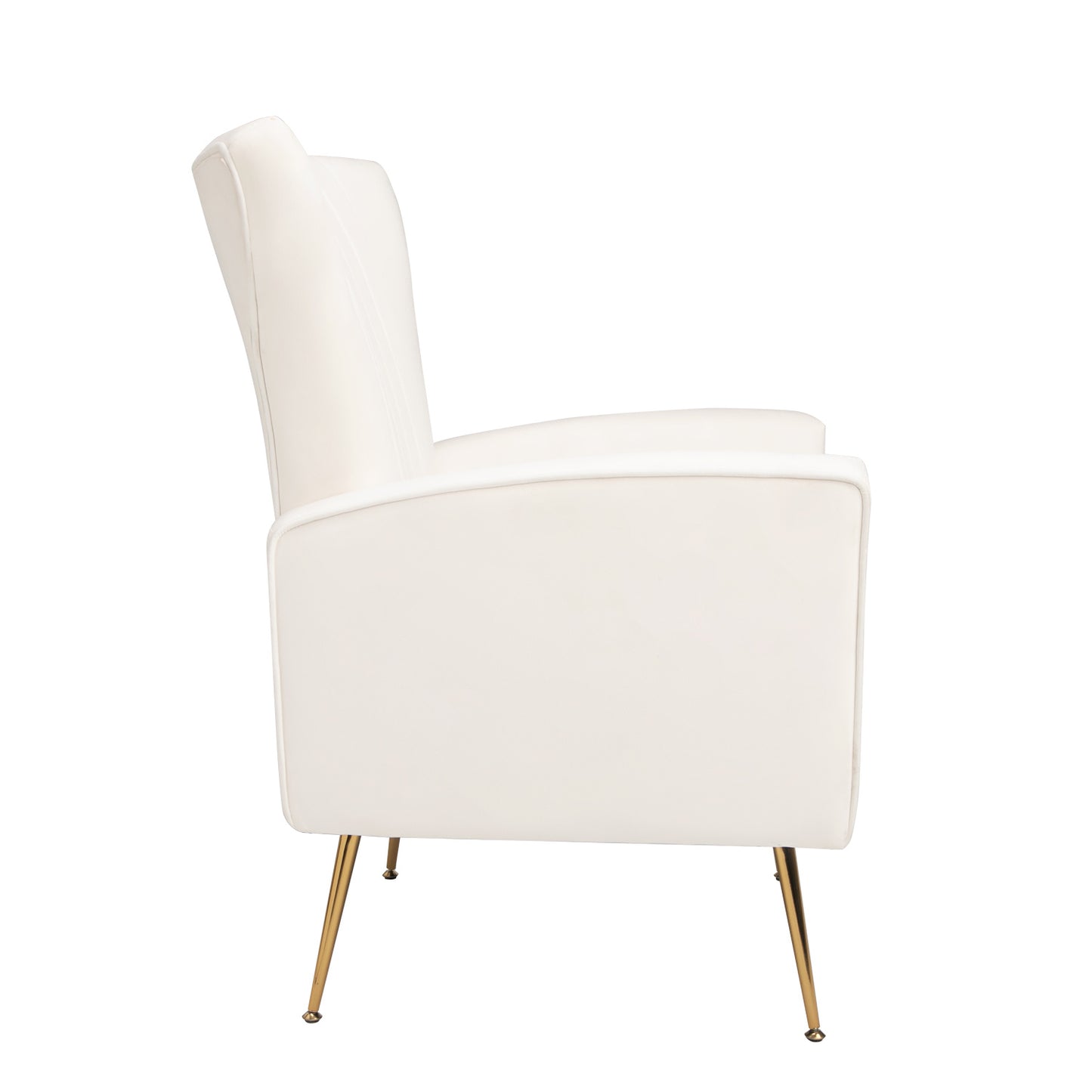 White Velvet Accent Chair; Wingback