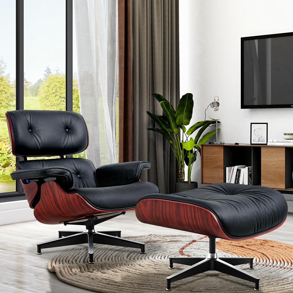 Living Room Lounge Chair Arm Chair Swivel Single Sofa Seat With Ottoman Genuine Leather Standard Version