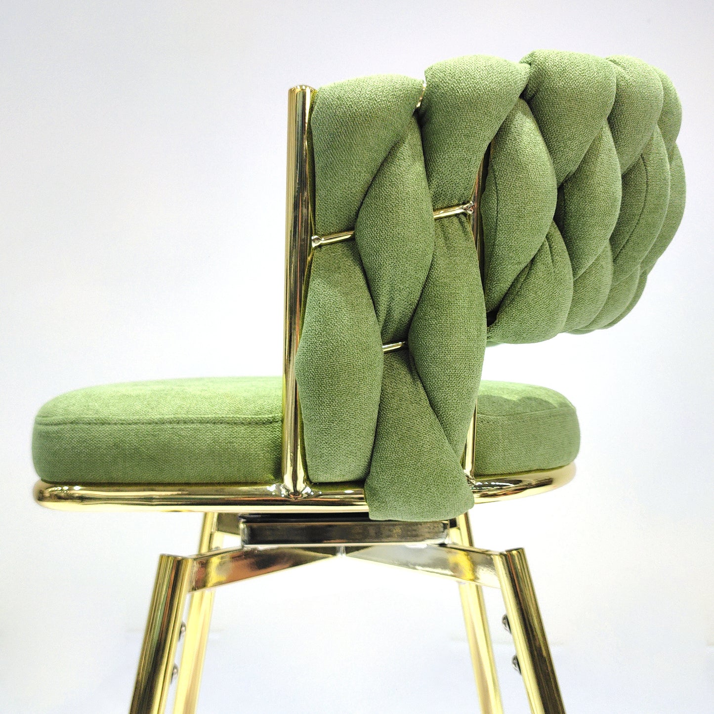 Bar Chair Linen Woven Bar Stool Set of 2, (Green)