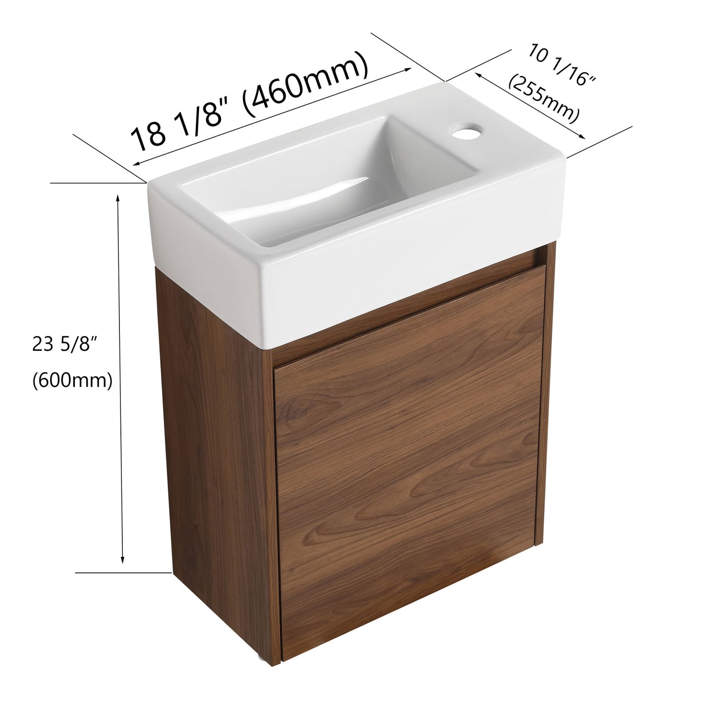 Bathroom Vanity With Single Sink; 18 Inch For Small Bathroom