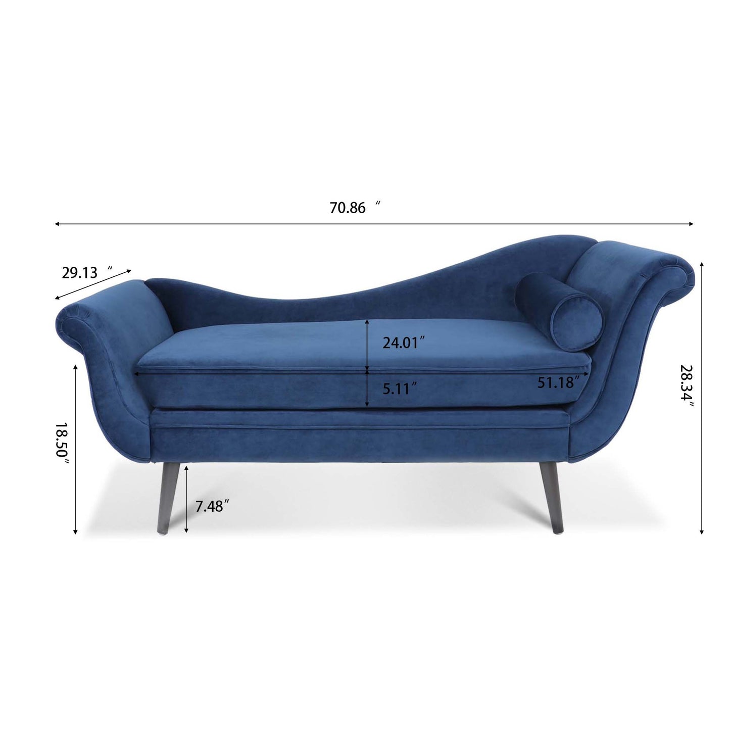 Chaise Lounge with Scroll Arm