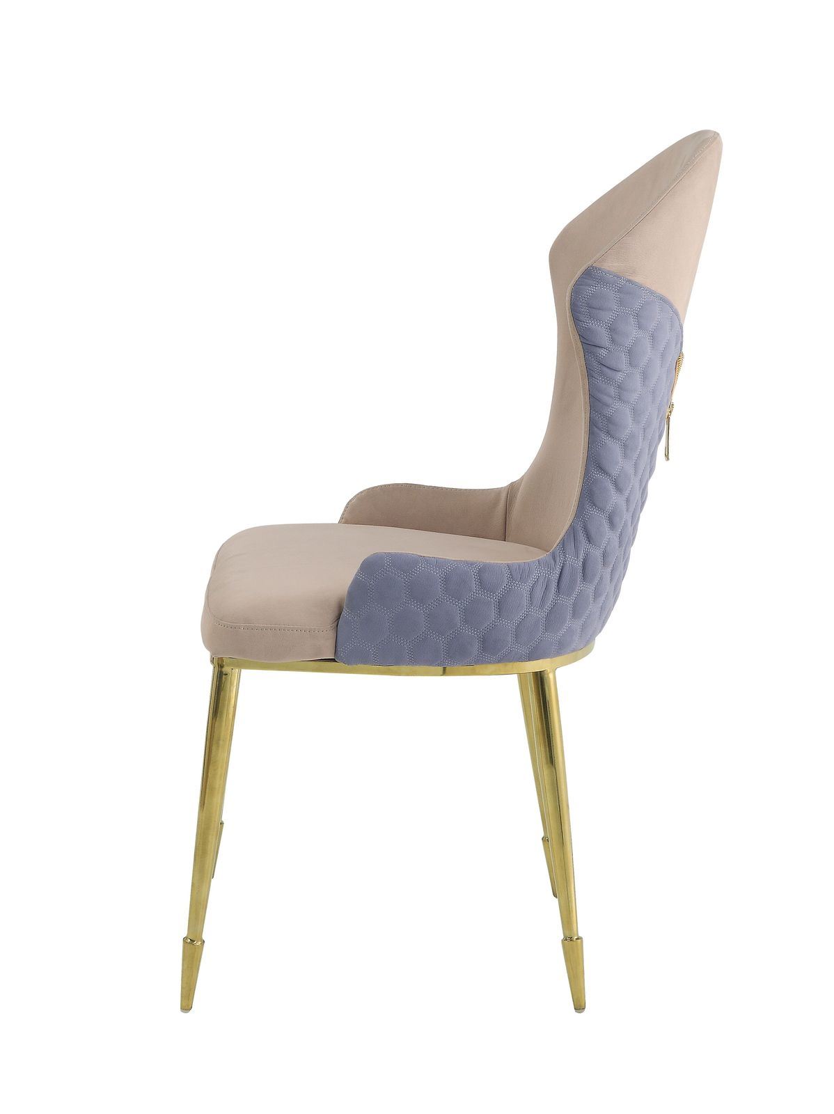 Caolan Side Chair (Set-2); Tan; Lavender Fabric & Gold YJ