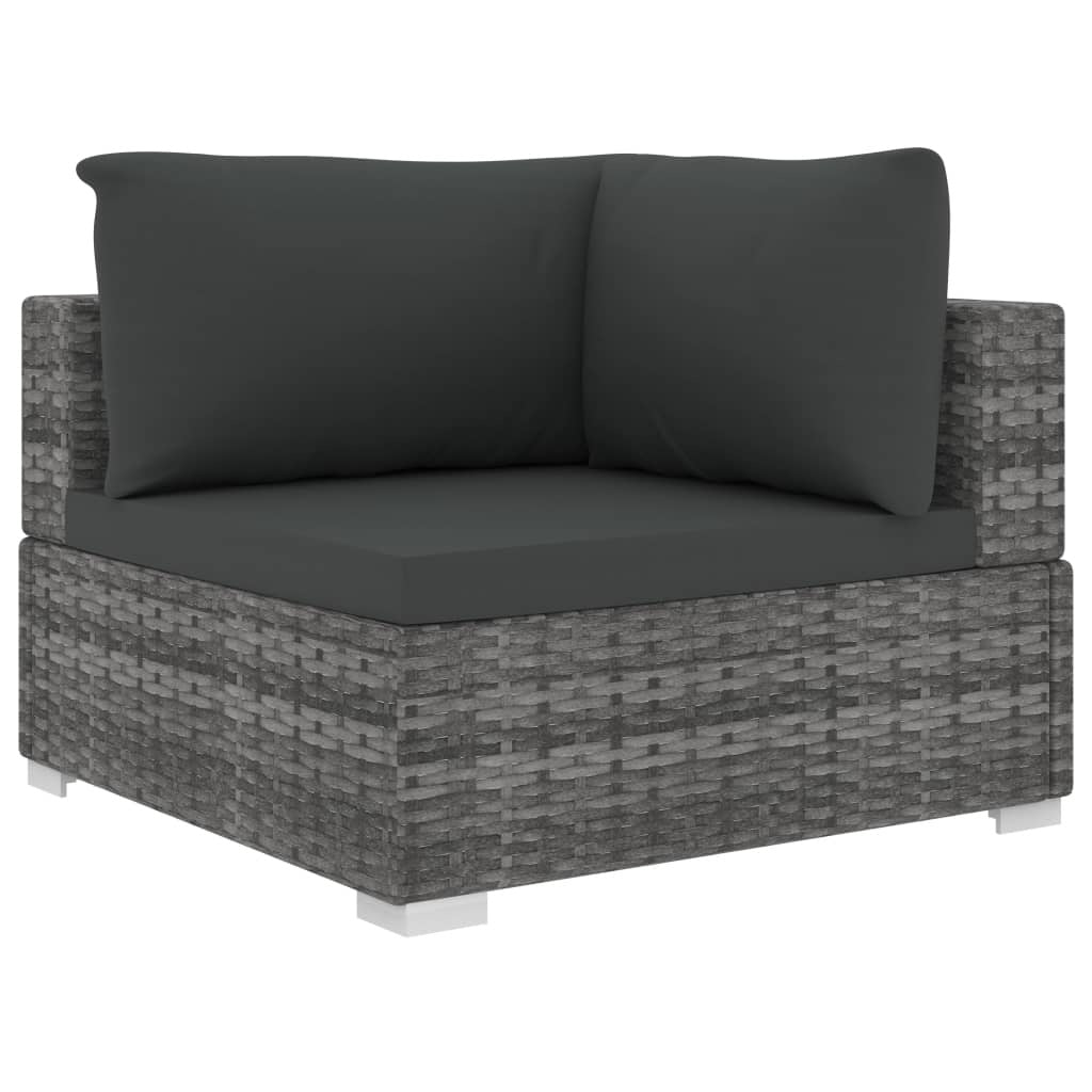 13 Piece Patio Lounge Set with Cushions Poly Rattan Gray