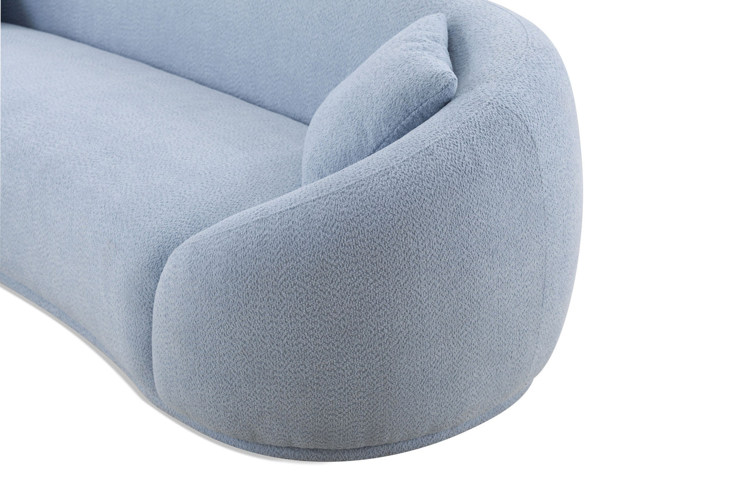 3 seater sofa Modern combination Half Moon casual teddy wool sofa, blue sky