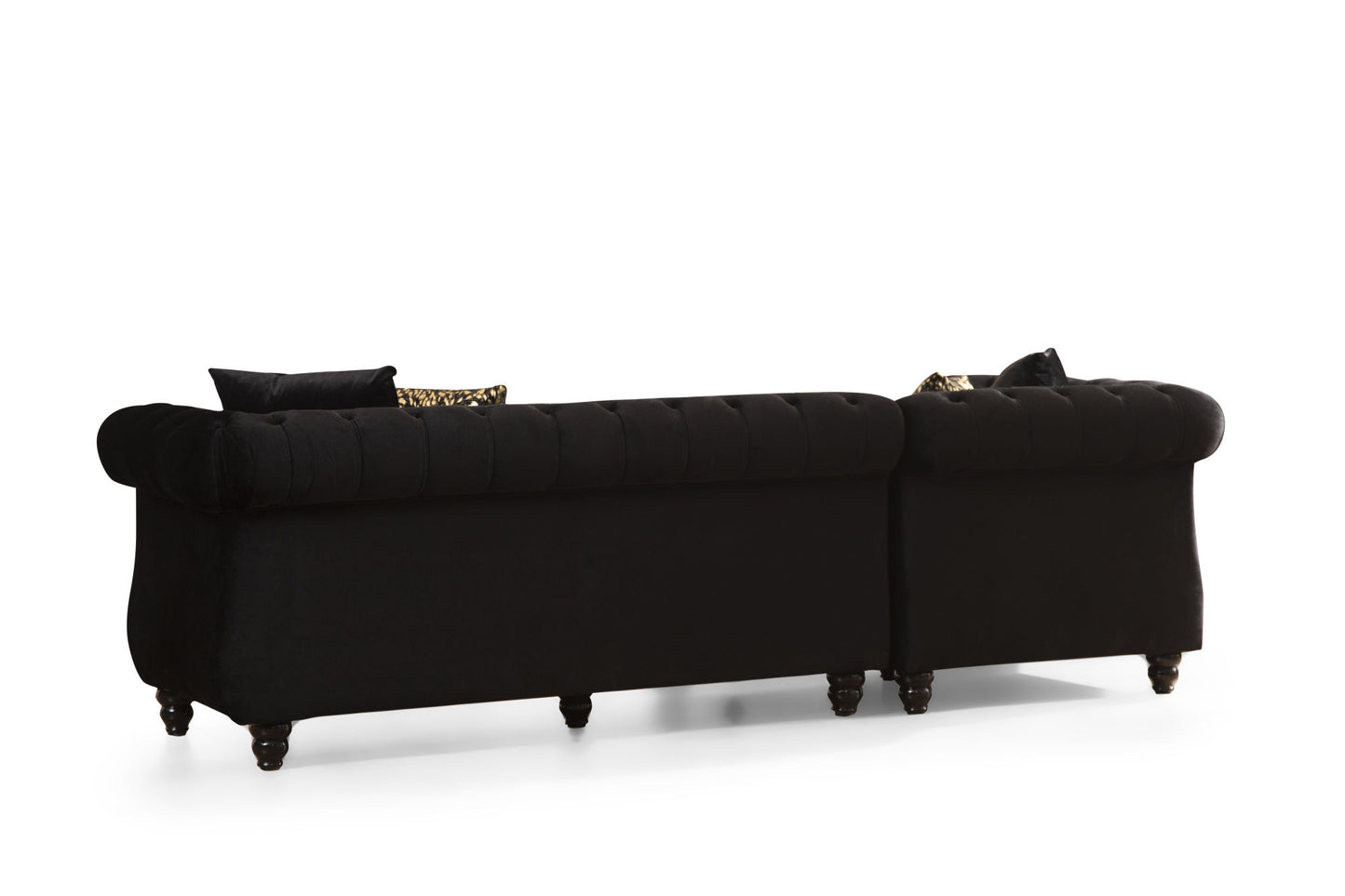 Julia Sectional - Velvet Fabric in Black