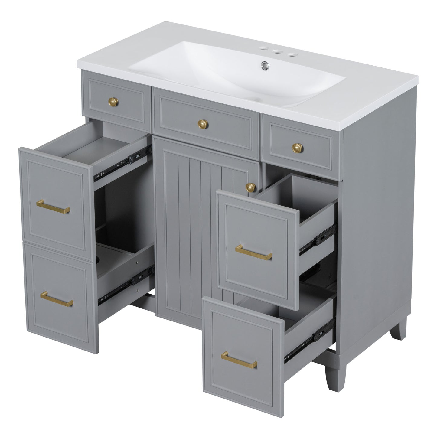 36" Bathroom Vanity Cabinet with Sink Top Combo Set, Grey, Single Sink.