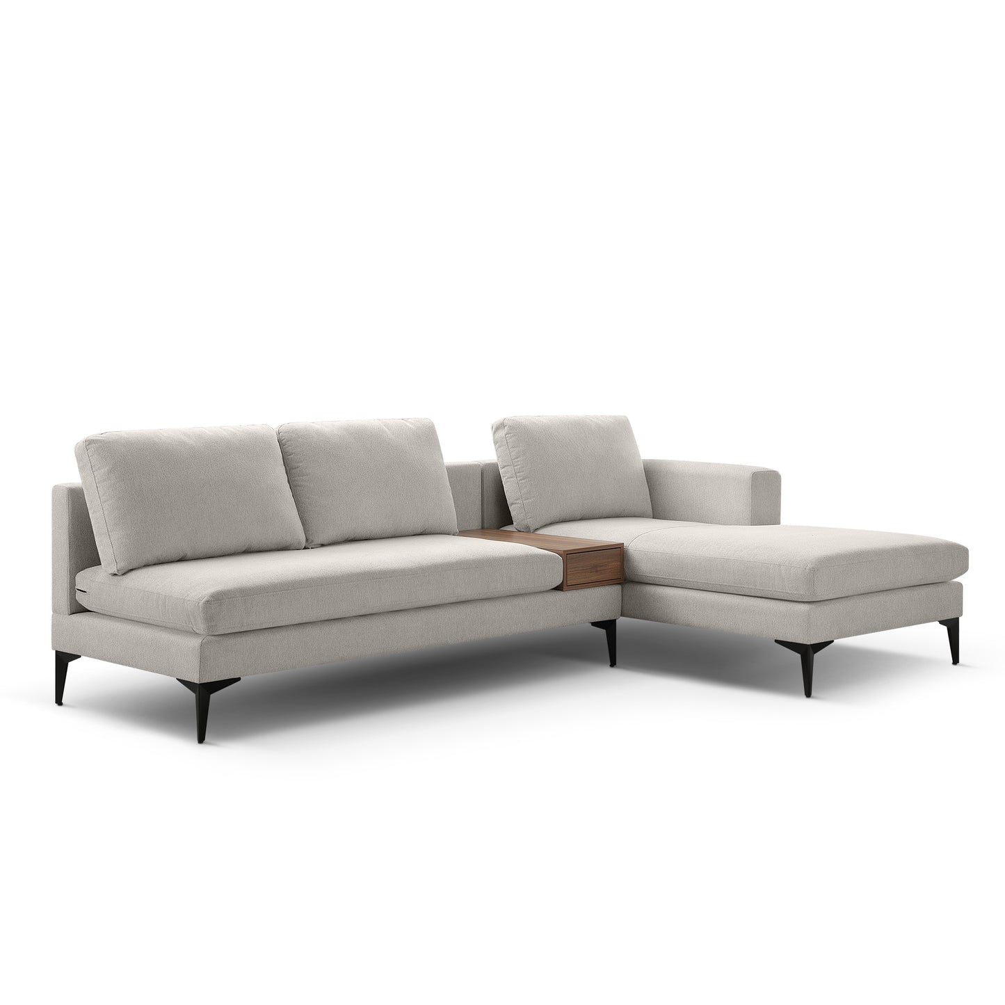 L Shape reversible Chaise and Armless 2 Seater Loveseat , 2 Piece Free Combination Sectional Couch with Left or Right Arm Facing Chaise, Texture Champange