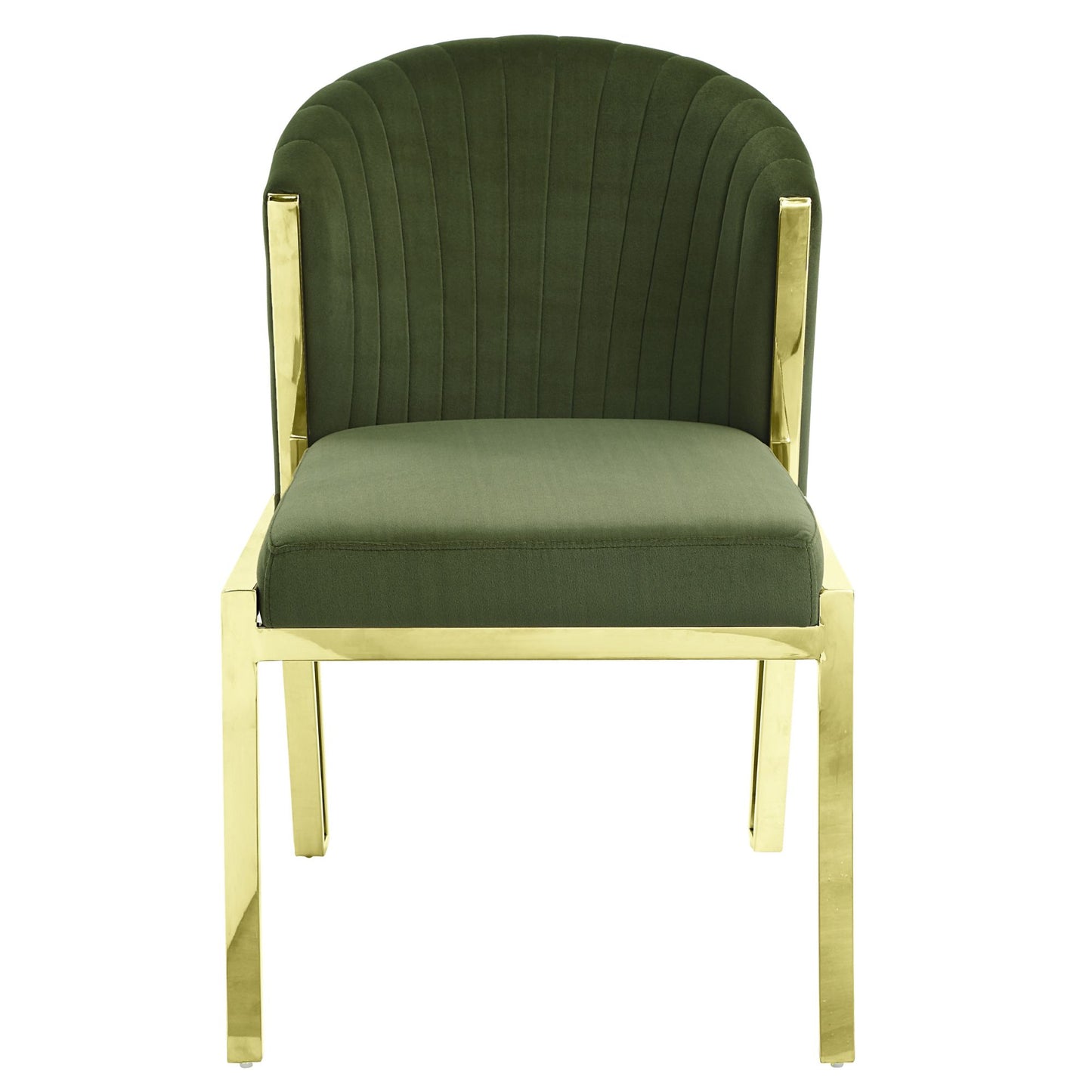 Fallon Side Chair (Set-2), Green Velvet & Mirrored Gold Finish